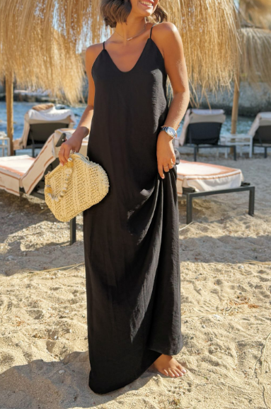 V-Neck Backless Vacation Dress