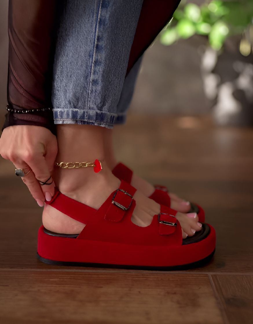 Red Platform Fashionable Sandals