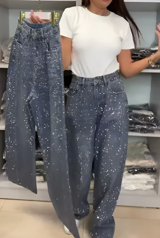 Rhinestone Embellished Designer Jeans