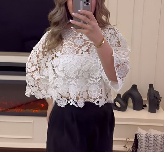 Floral Lace Cutout Top