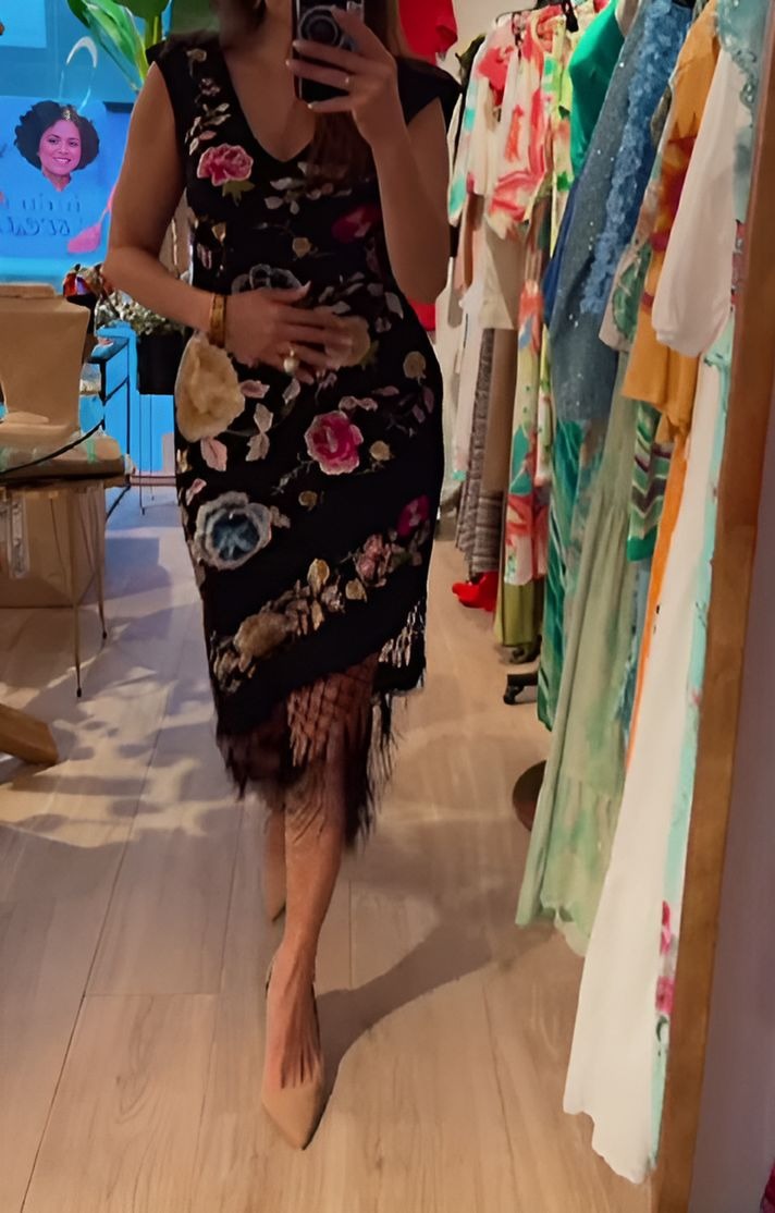 Printed Hem Fringe Dress
