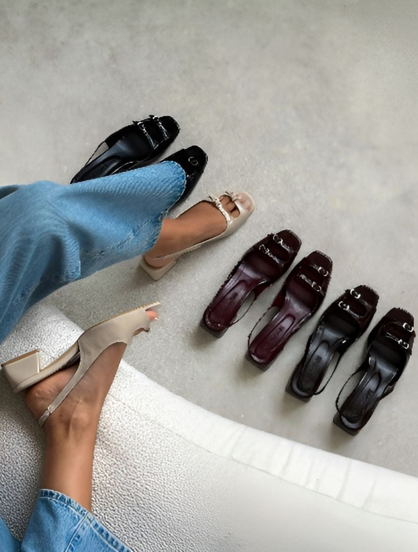 Wrinkled Matte Belt Detailed Low Heel Women's Sandals