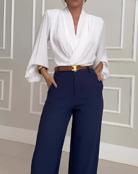 White Summer Flowy Long Sleeve Top