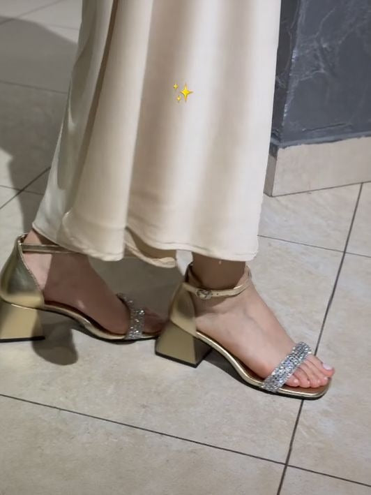 Rhinestone Chunky Heel Sandals