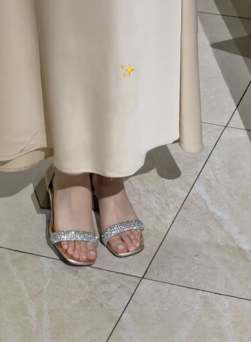 Rhinestone Chunky Heel Sandals