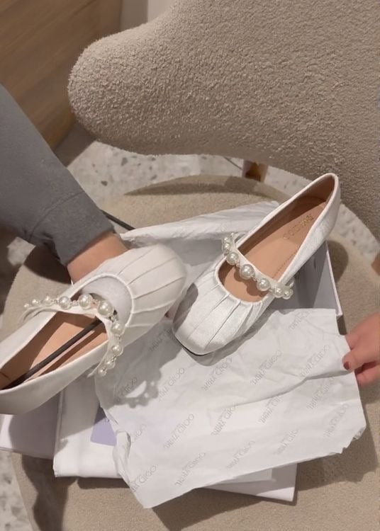 Elegant Satin Pearl Women Shoes
