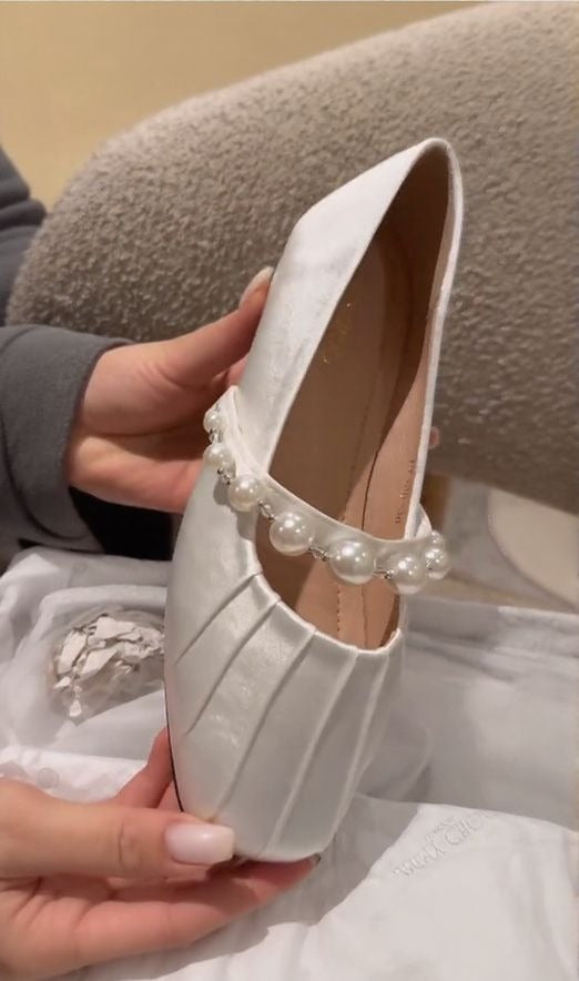 Elegant Satin Pearl Women Shoes