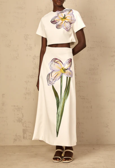 3D Flower Top & Skirt Set