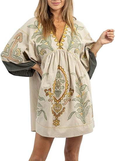 Womens Oversized Embroidered Dress