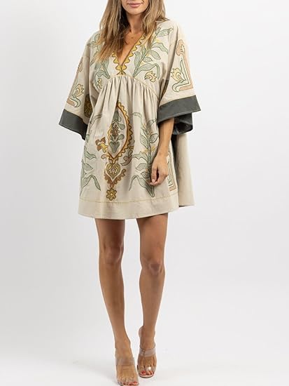 Womens Oversized Embroidered Dress