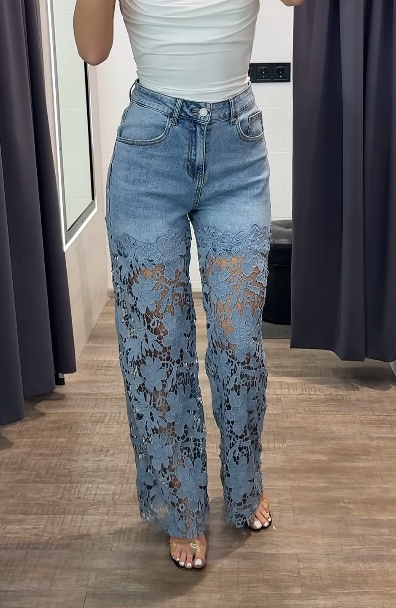 Flower Cutout Jeans