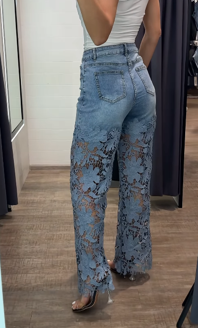 Flower Cutout Jeans