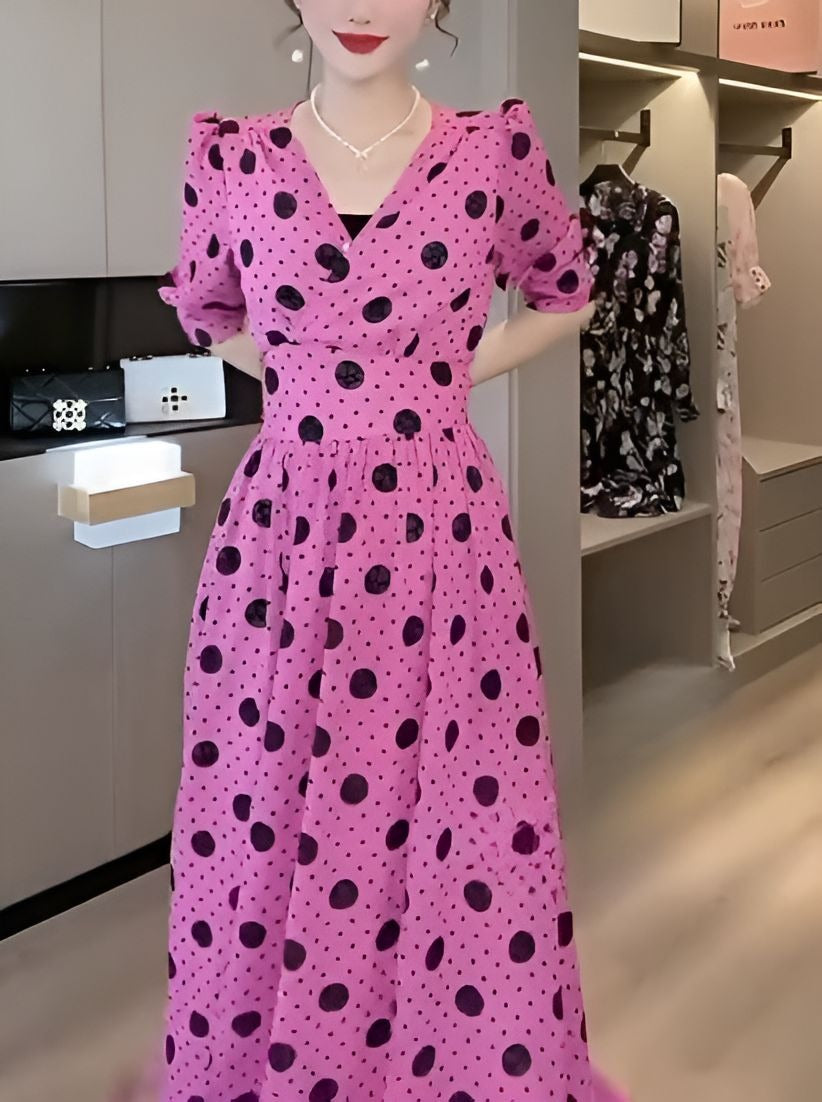 Polka Dot V-Neck Dress