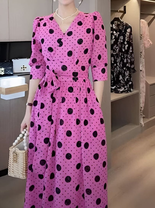Polka Dot V-Neck Dress