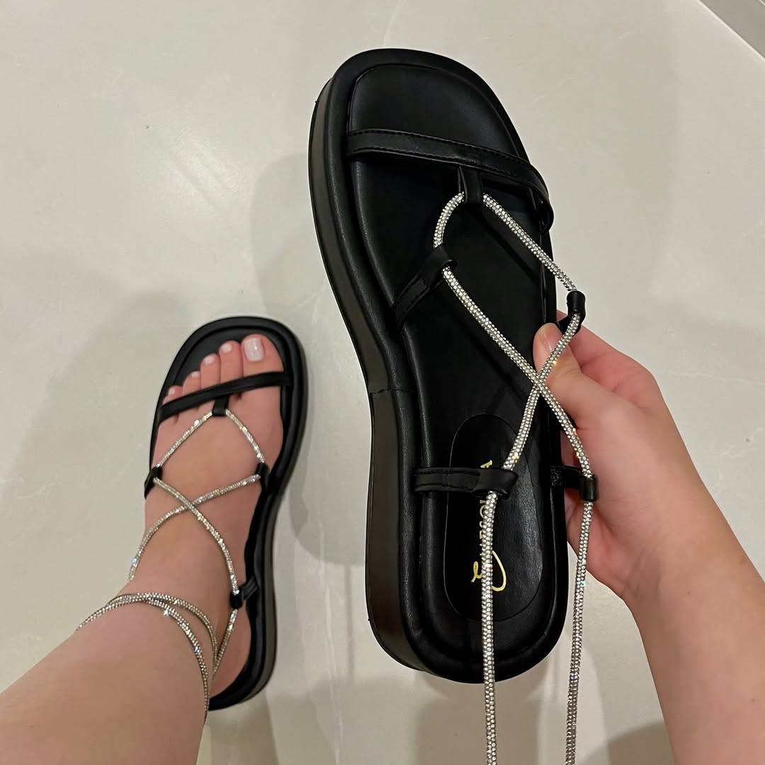 Rhinestone Strappy Comfort Sandals