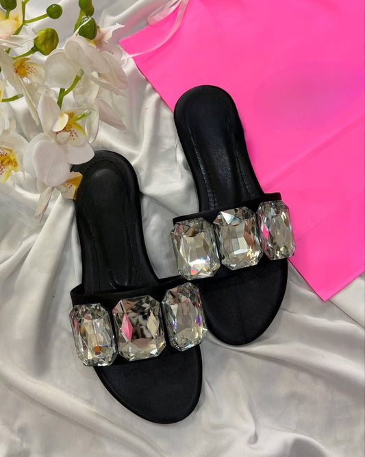 Oversized Rhinestone Women's Slides