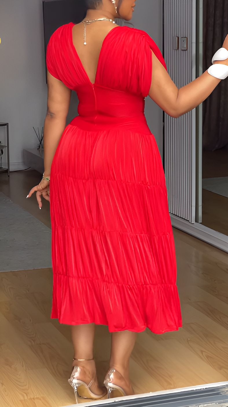 Classic Red V-neck Dress