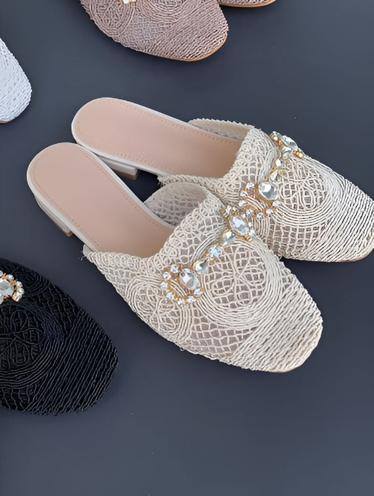 Woven Rhinestone Sandals
