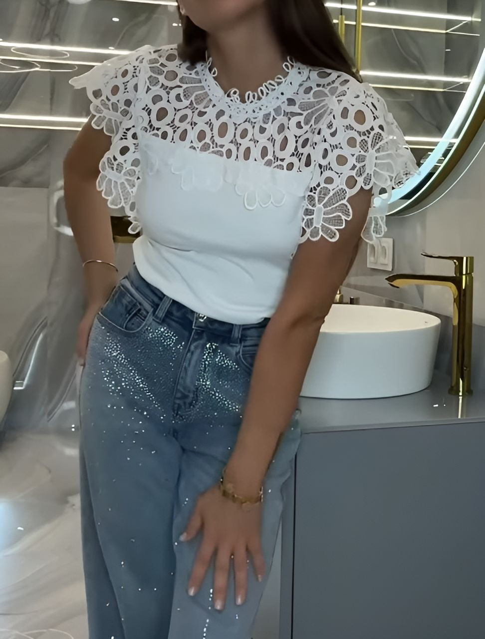 White Lace Sleeveless Top