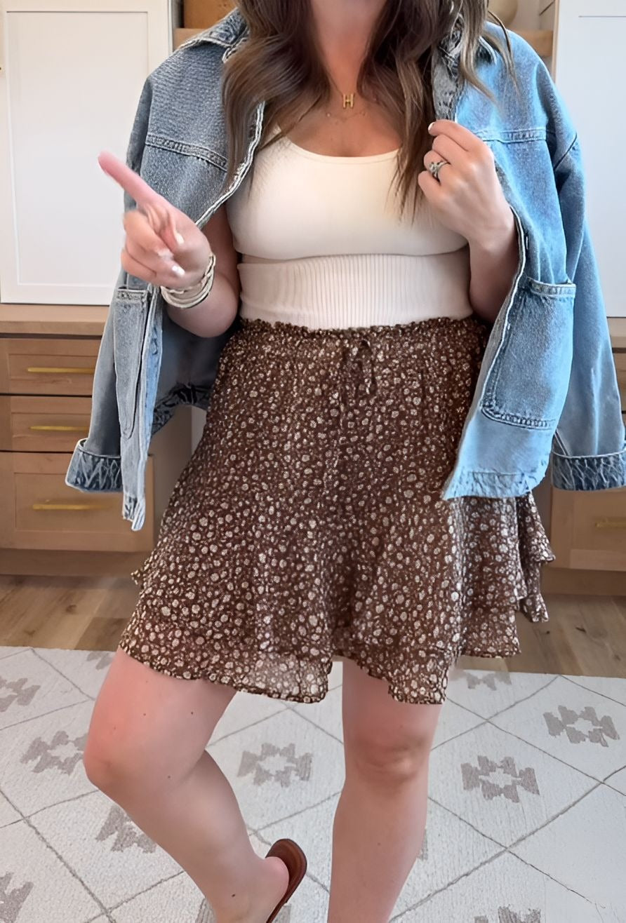 Women Floral Flowy Ruffle Skirts