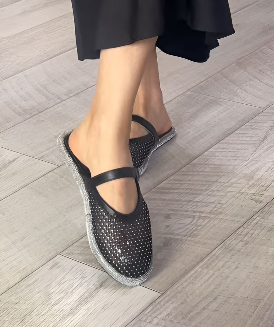 Black Glitter Sandals