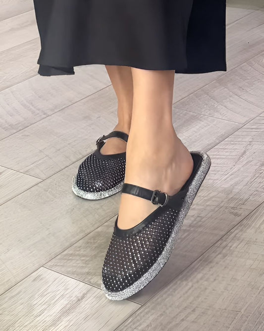Black Glitter Sandals