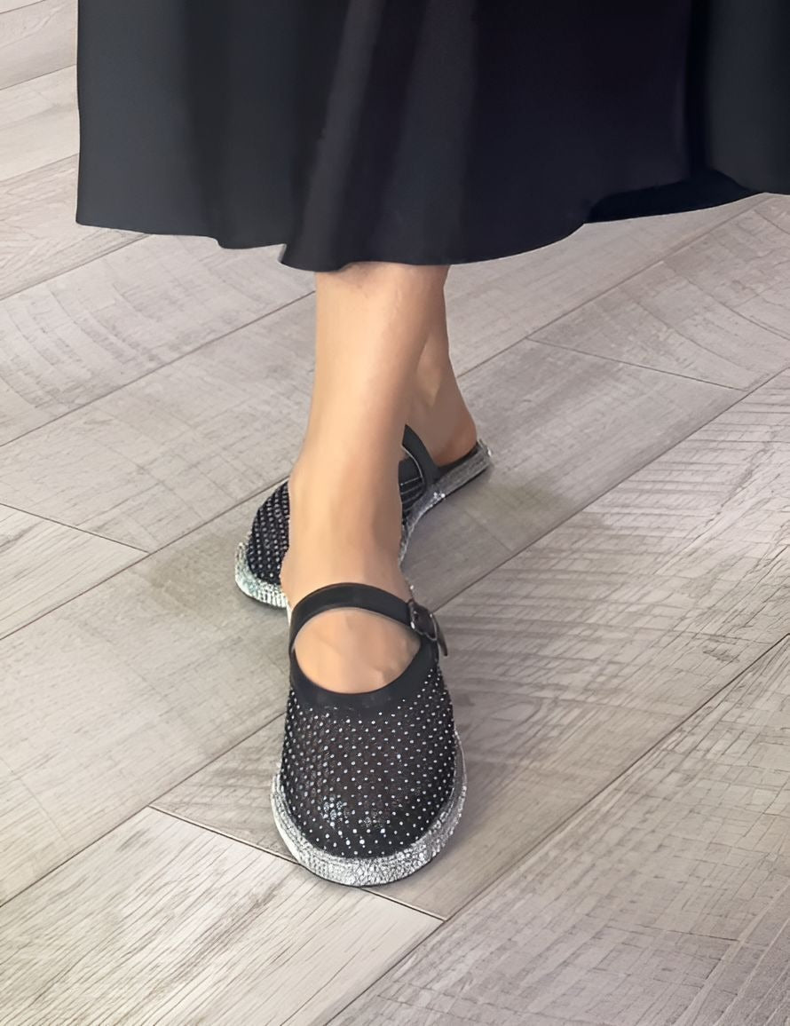 Black Glitter Sandals