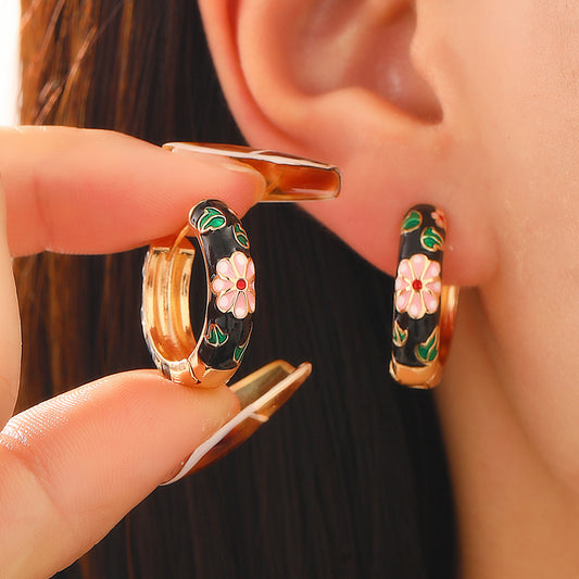 Vintage Colorful Flower Earrings