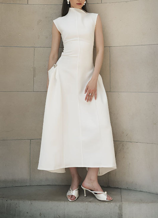 Elegant White Sleeveless Long Dress