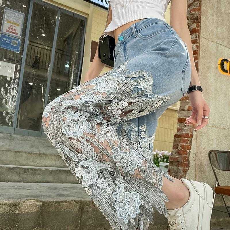 Lace Panel Jeans