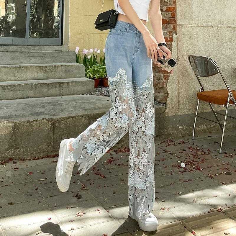 Lace Panel Jeans