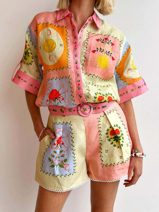 Printed Casual Shirt & Shorts Set