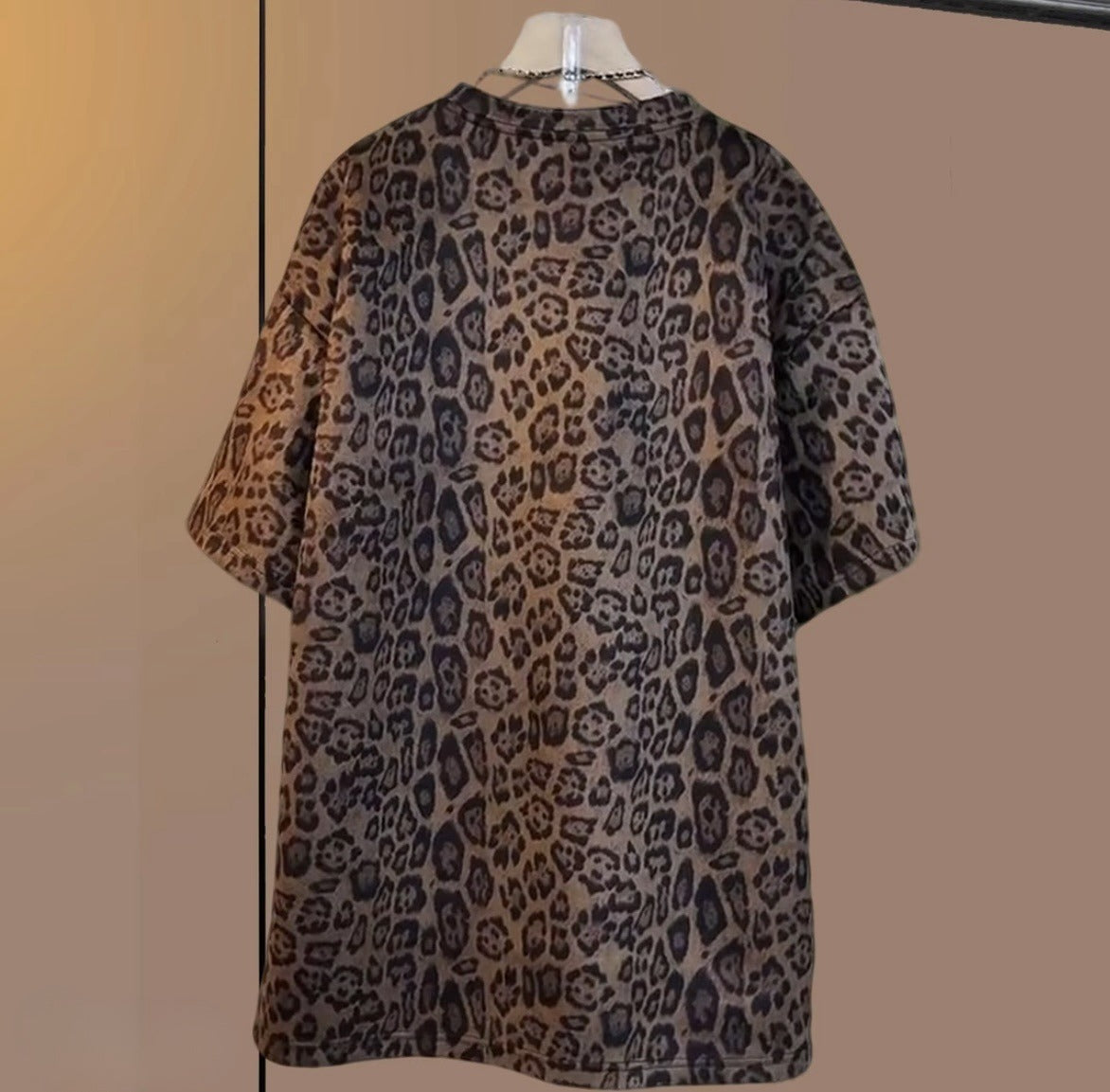 Leopard Print 3D Flower Short Sleeves