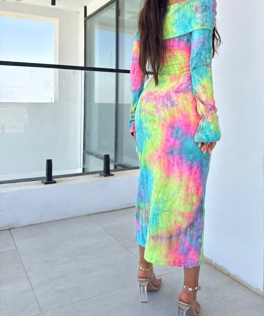 Gradient Color Off-Shoulder Dress
