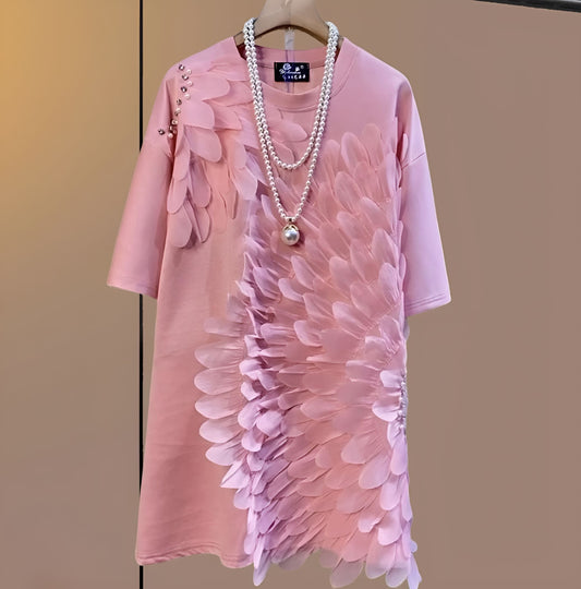 Pink Petal Mid-Length Short Sleeves