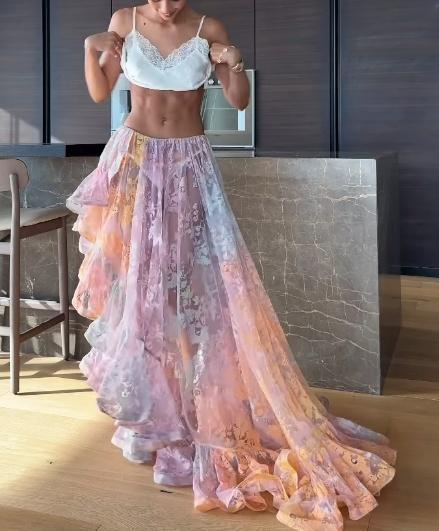 Colorful Print Ultra-Thin Breathable Long Skirt