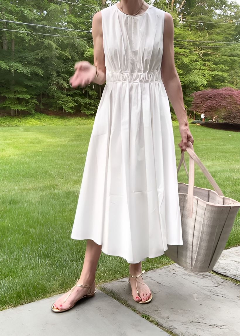 White Pleated Versatile Dress