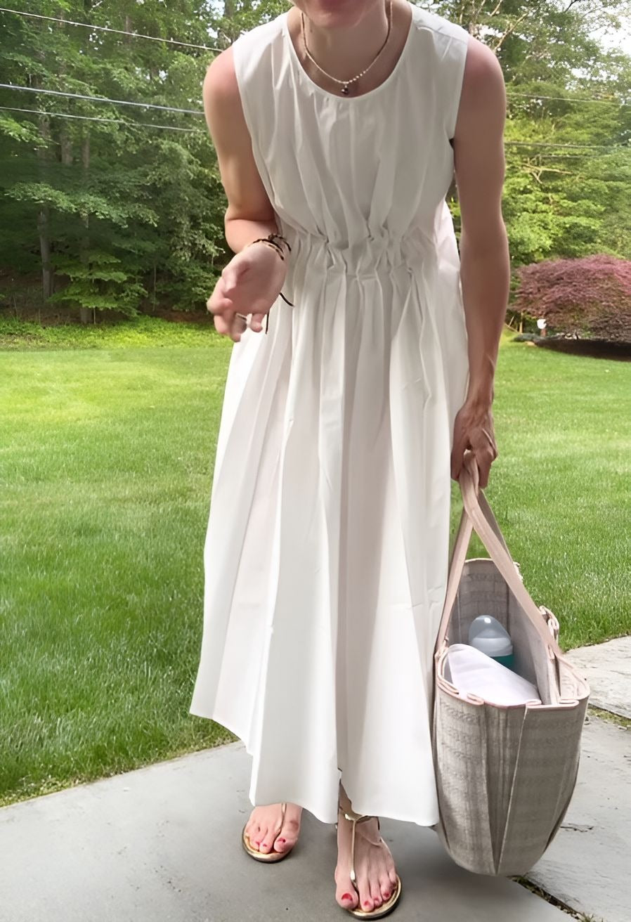 White Pleated Versatile Dress