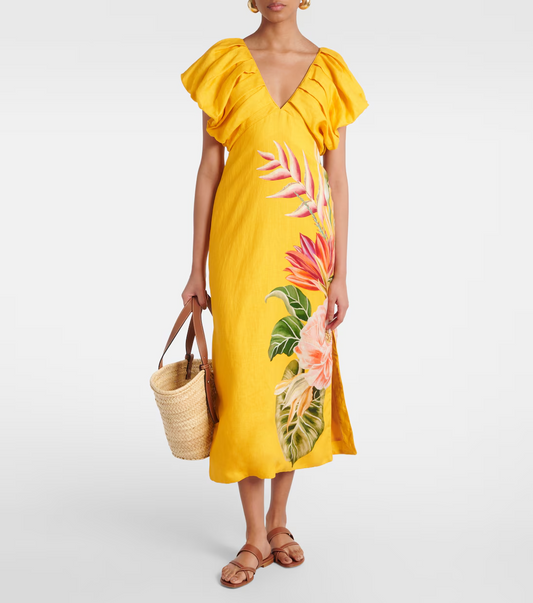 Yellow Flower Print Skirt