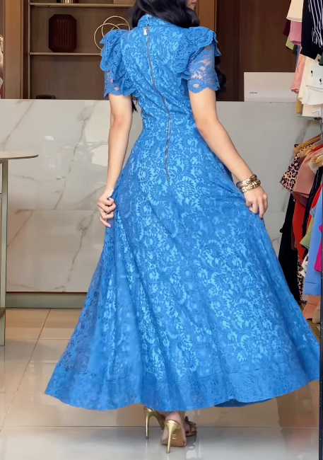 Elegant Blue Lace Dress