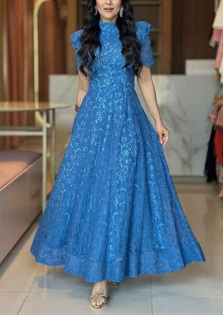 Elegant Blue Lace Dress