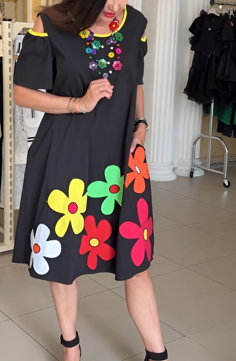 Colorful Flower Print Dress