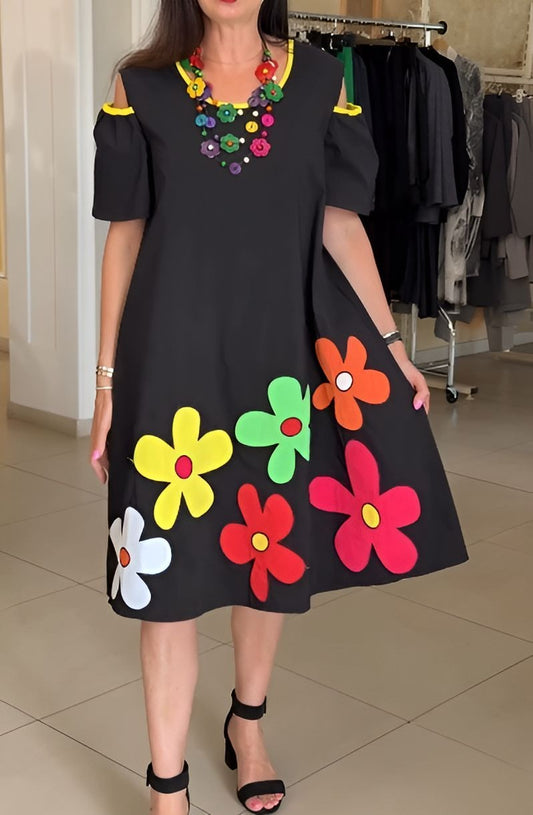Colorful Flower Print Dress
