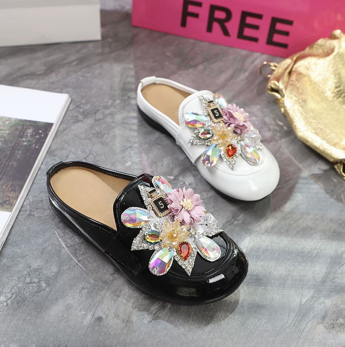 Rhinestone Flower Sandals