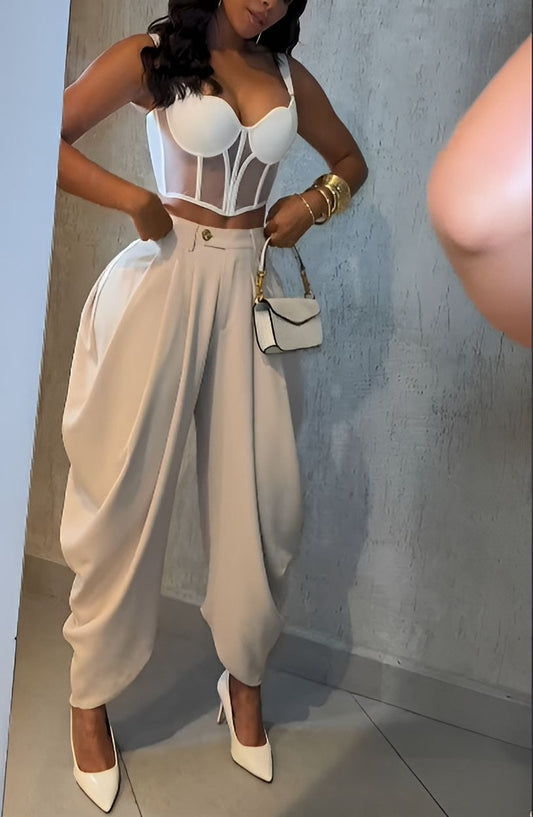 High Waist Loose Drape Irregular Casual Trousers