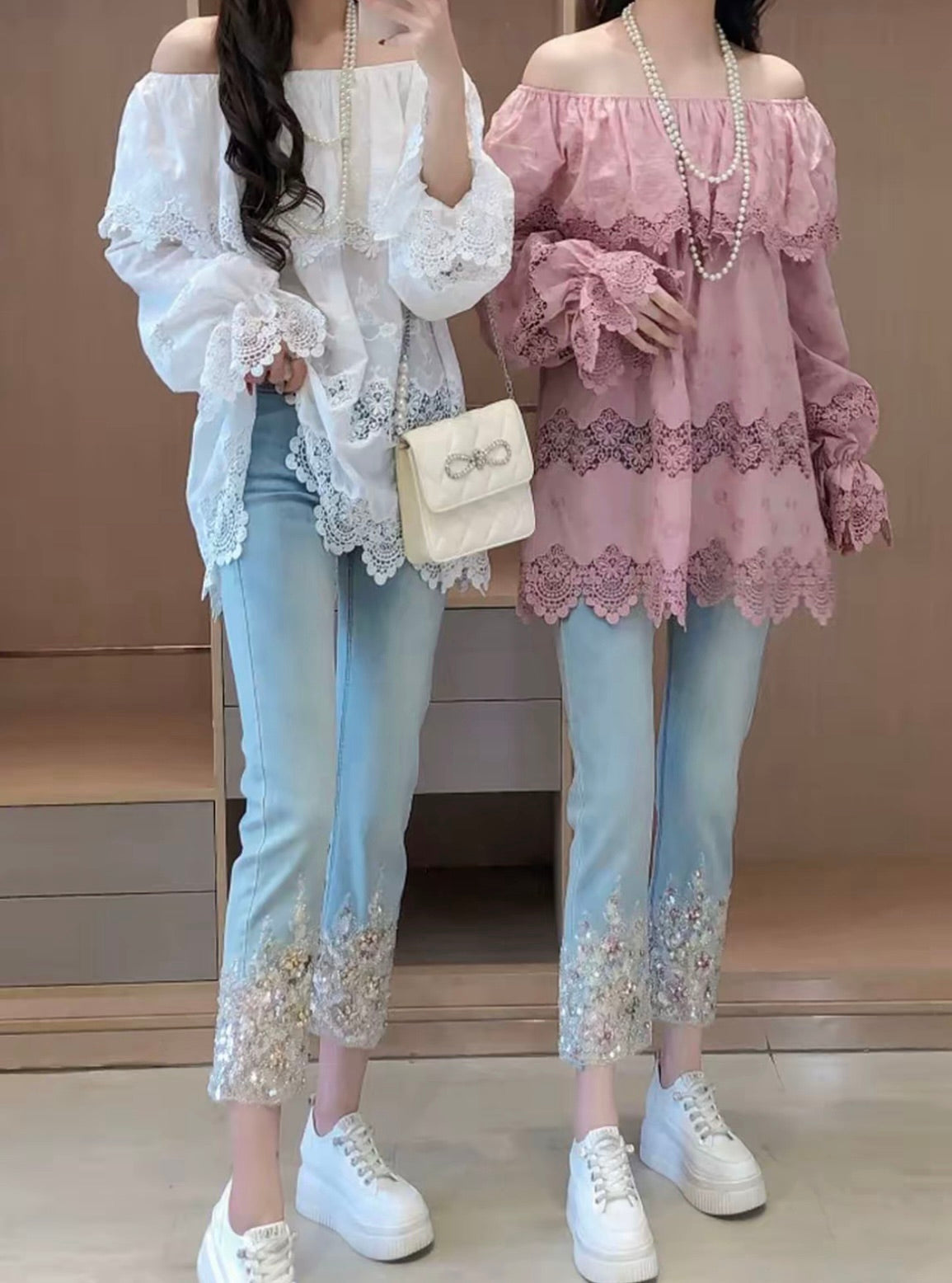 Jeans With Sparkling Rhinestones