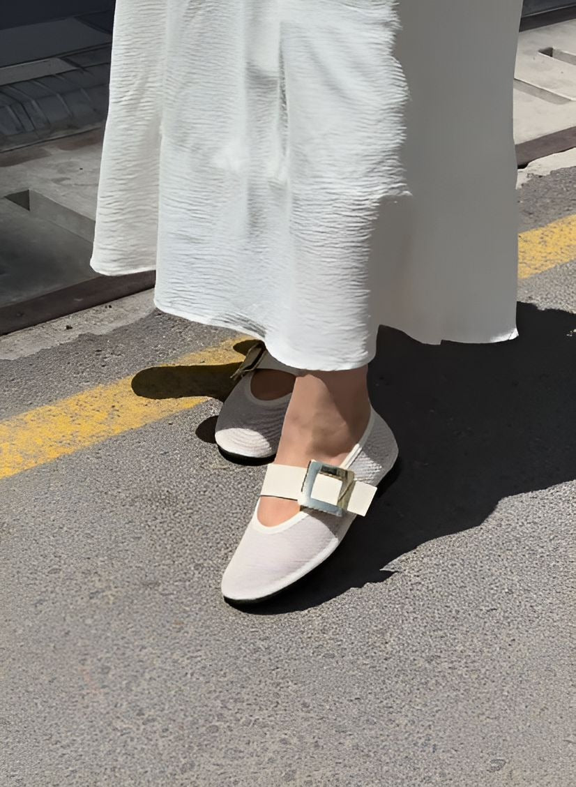 Mesh Metal Buckle Flats