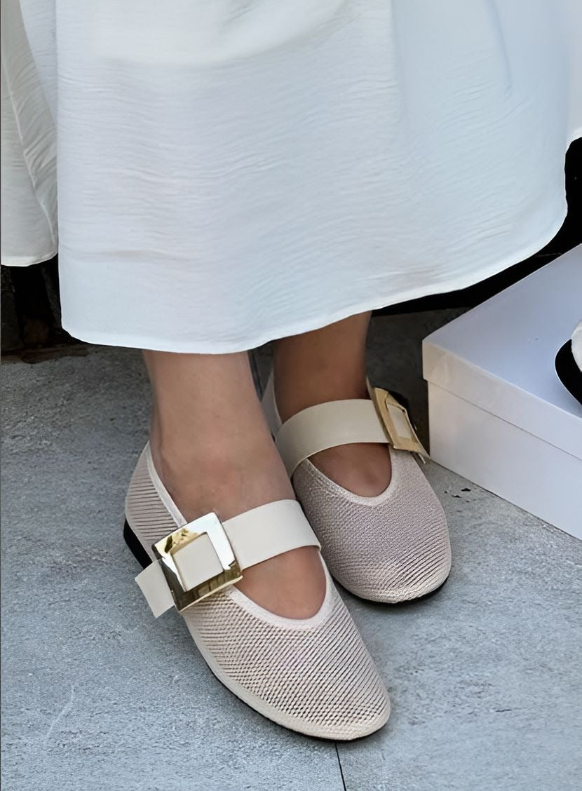 Mesh Metal Buckle Flats