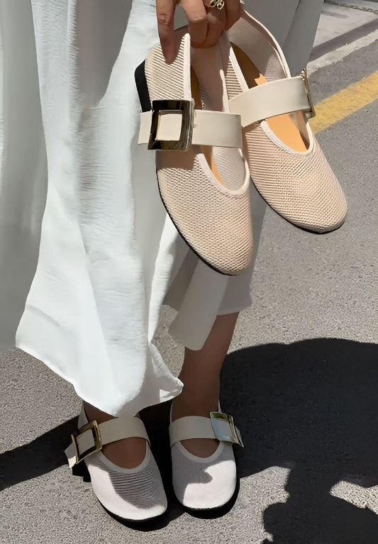 Mesh Metal Buckle Flats