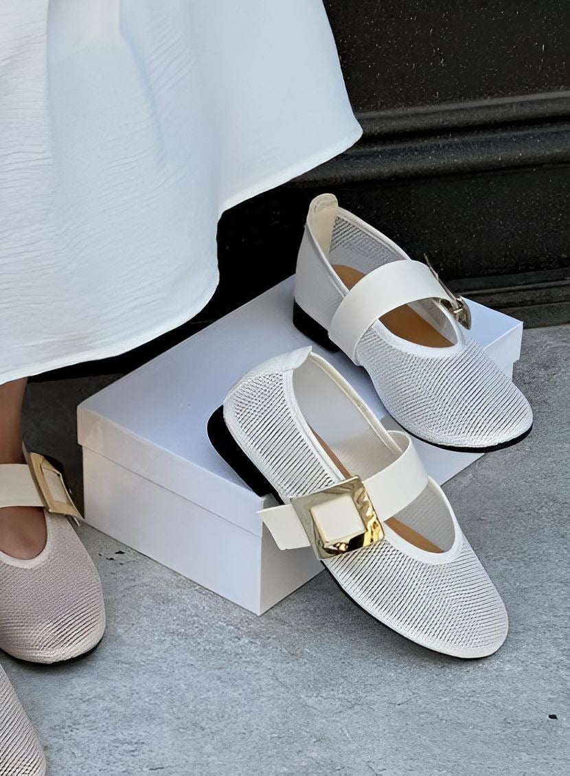 Mesh Metal Buckle Flats